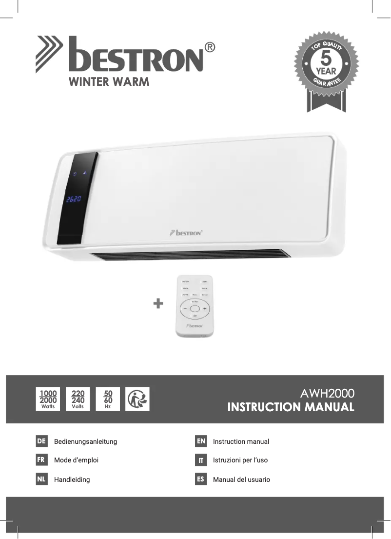 Página 1 del manual Manual de usuario Bestron AWH2000