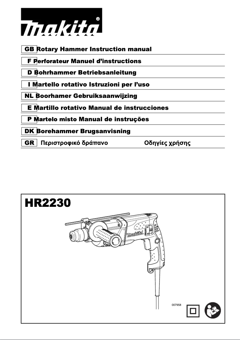 Page n°1 - Manuel utilisateur Makita HR2230