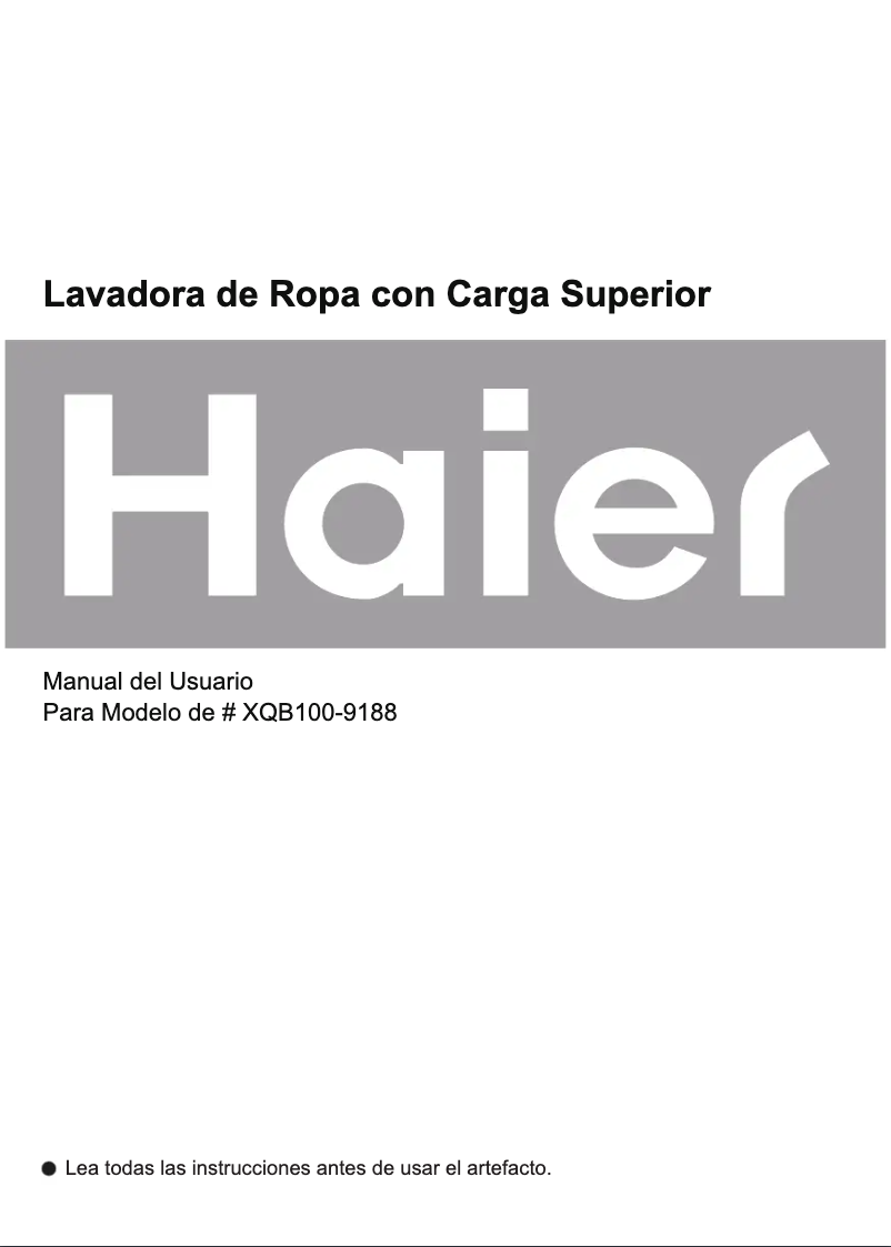 Image de la première page du manuel de l'appareil XQB100-9188