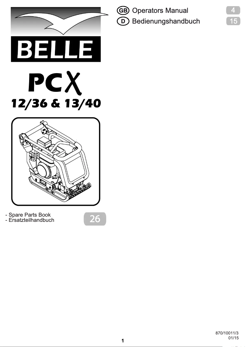 Image de la première page du manuel de l'appareil BELLE PCX 12/36