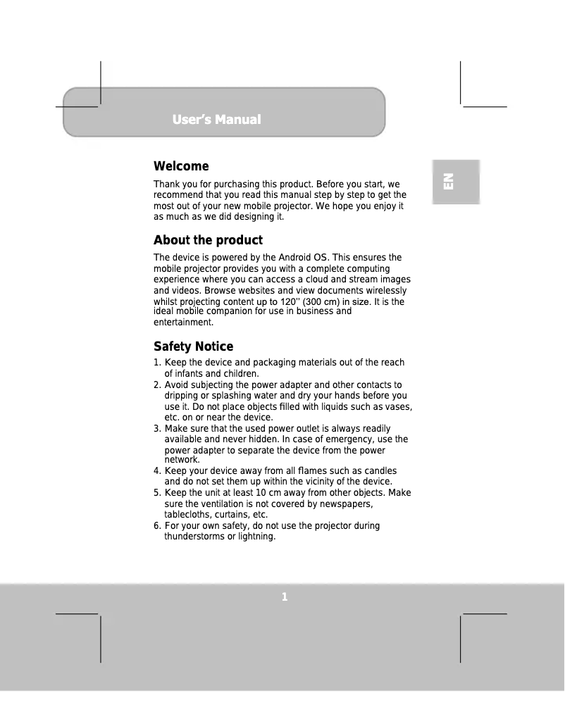Page 1 de la notice Manuel utilisateur Aiptek AN100