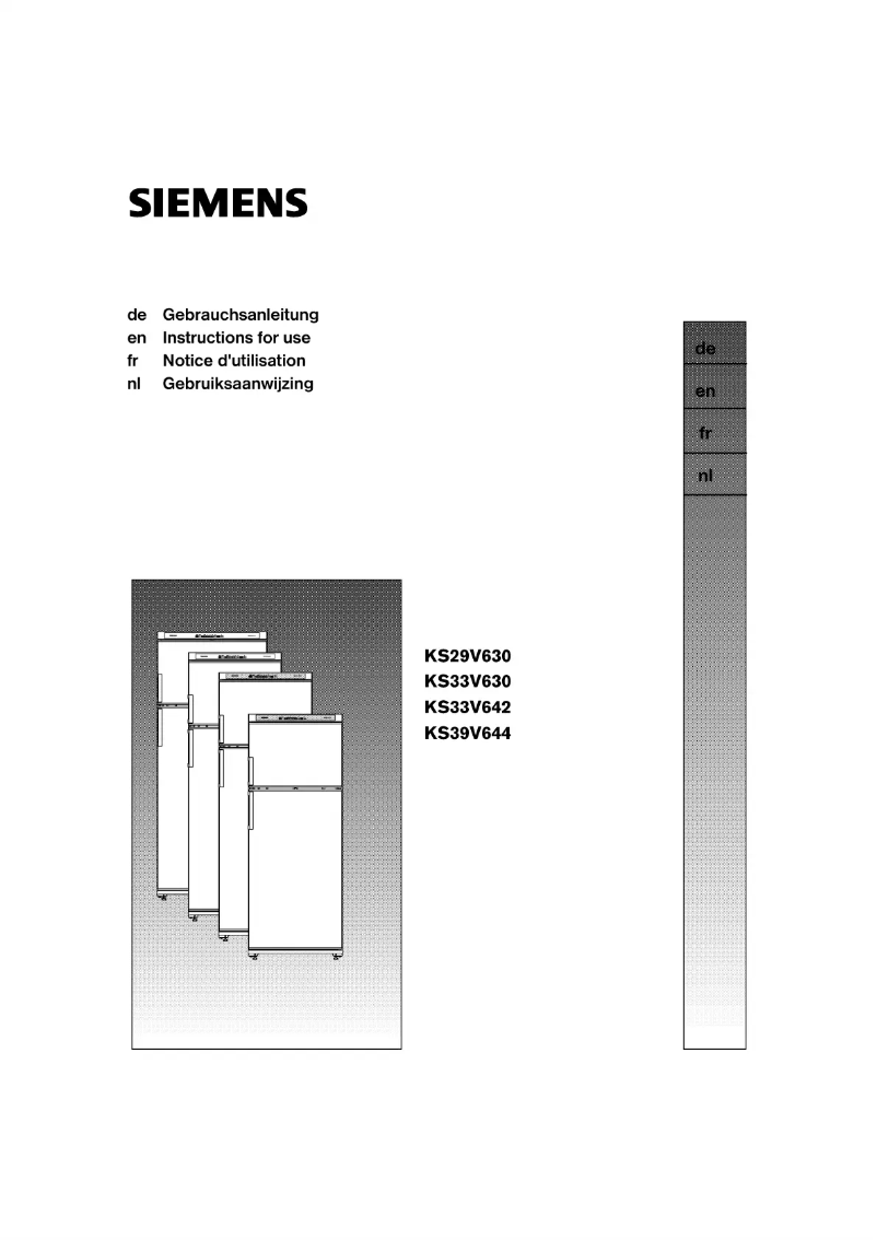 Page n°1 - Manuel utilisateur Siemens KS33V630