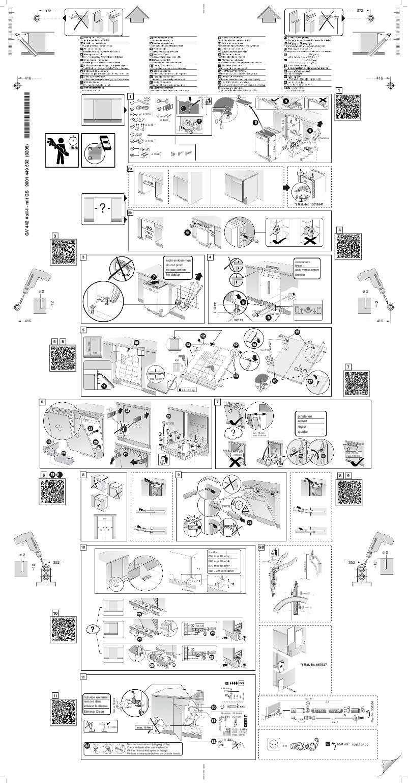 Page n°1 - Instructions / montage Siemens SR85E800LE