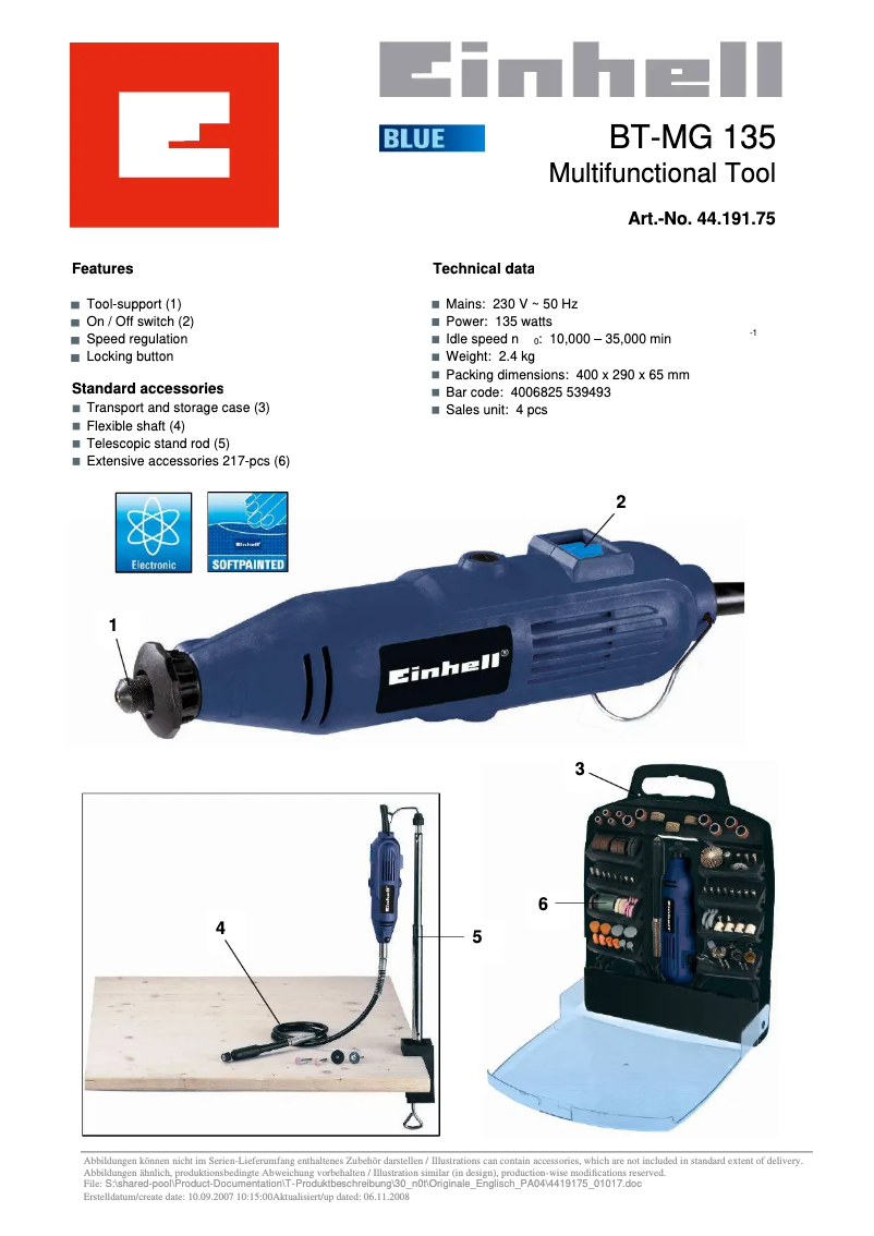 Página 1 del manual Manual de usuario Einhell BT-MG 135