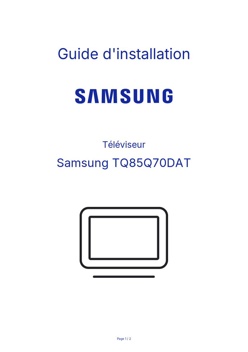 Image de la première page du manuel de l'appareil TQ85Q70DAT