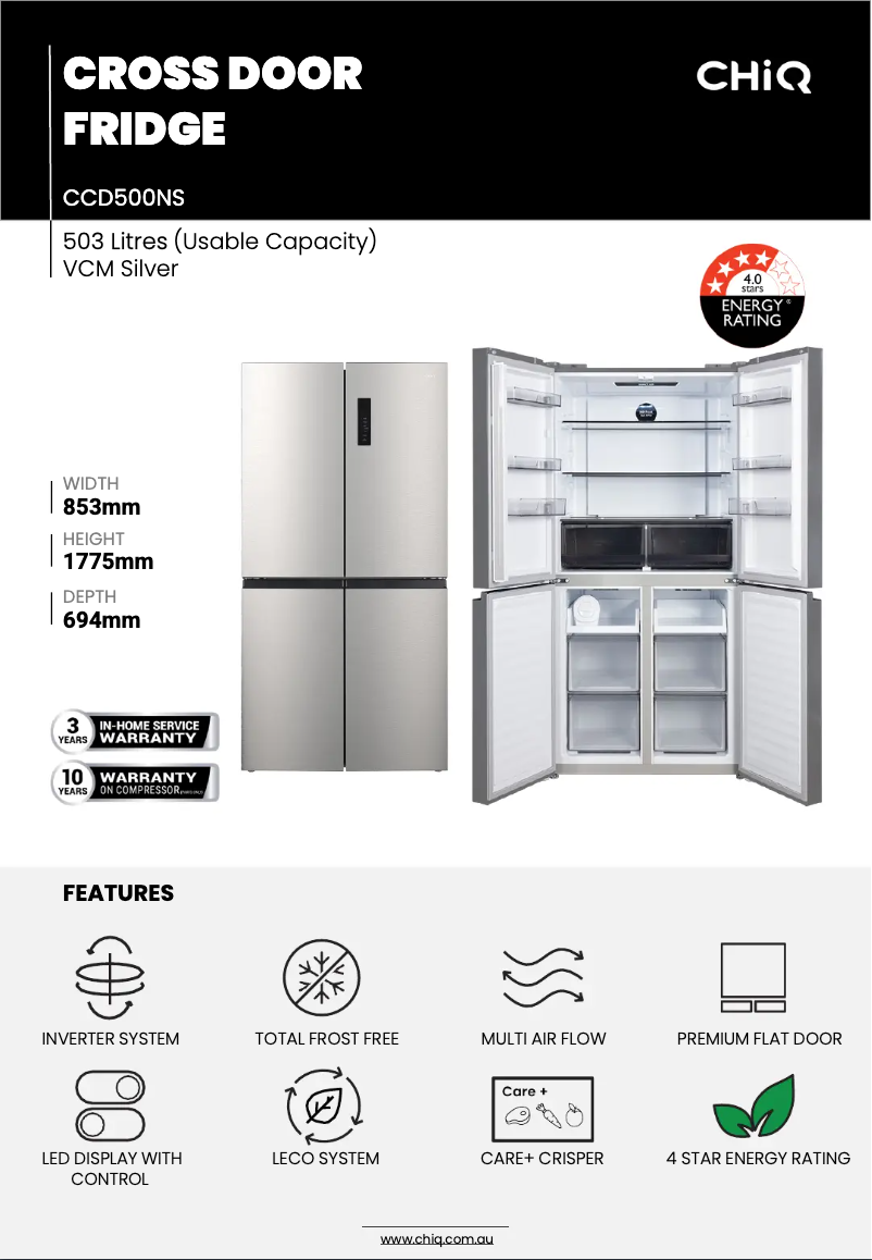 Página 1 del manual Ficha técnica CHiQ CCD500NS