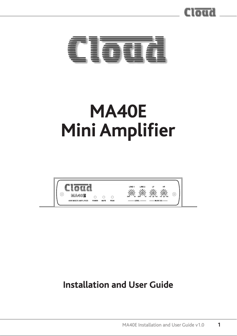 Page n°1 - Manuel utilisateur Cloud MA40E
