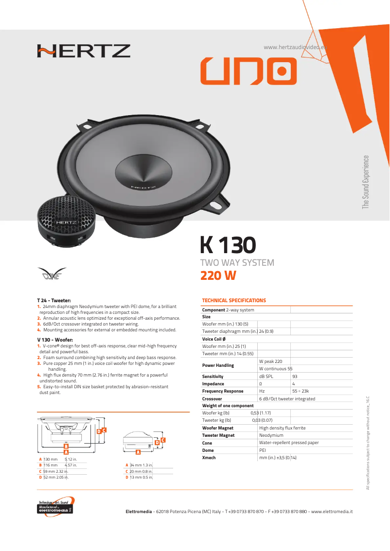 Imagen de la primera página del manual del dispositivo Uno K 130