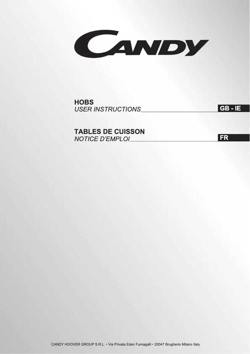 Page 1 de la notice Manuel utilisateur Candy CGVS644GN