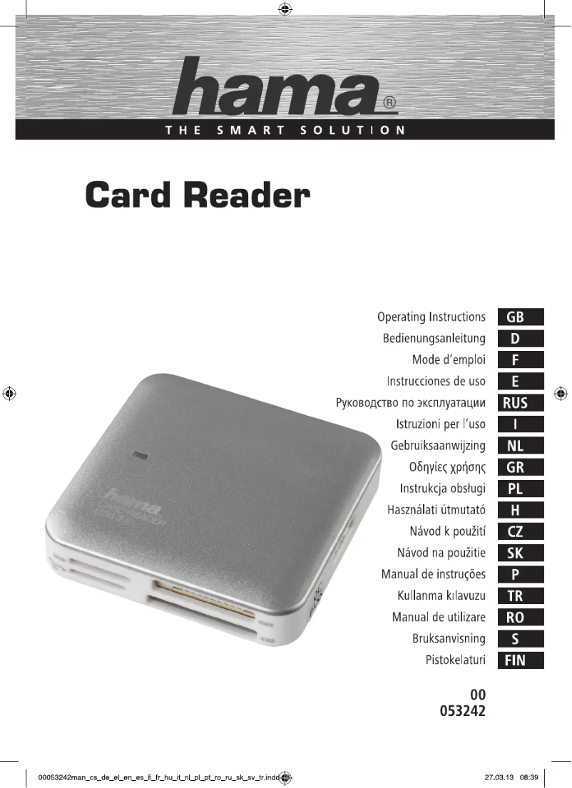 Page 1 de la notice Manuel utilisateur Hama Card Reader 53242