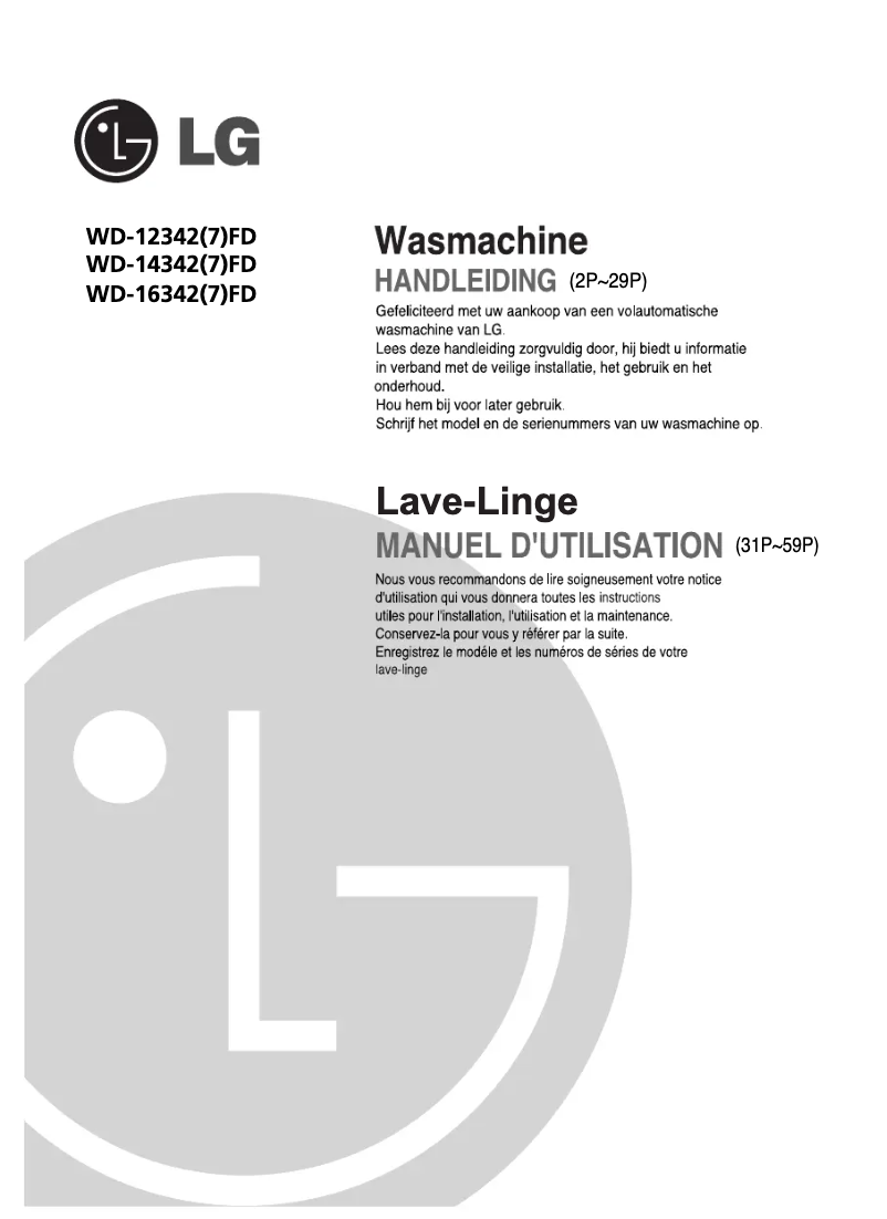 Page n°1 - Manuel utilisateur LG WD-16331FDK