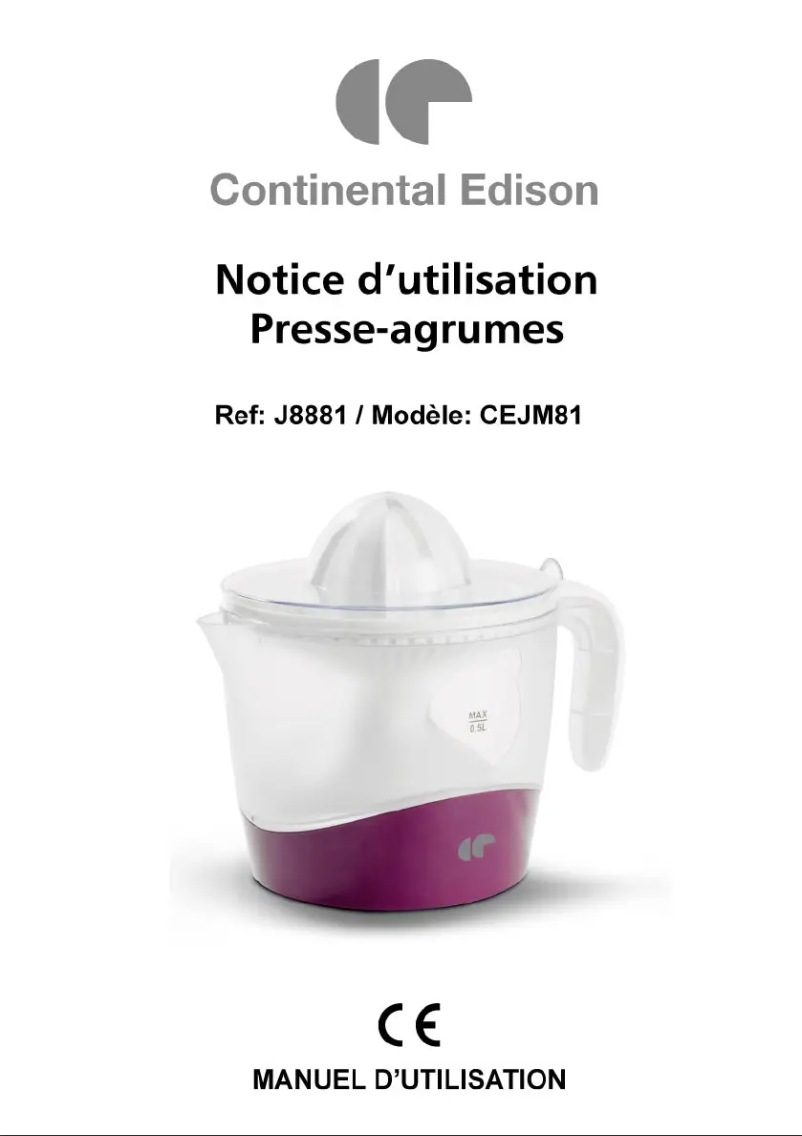 Page 1 de la notice Manuel utilisateur Continental Edison CEJM81