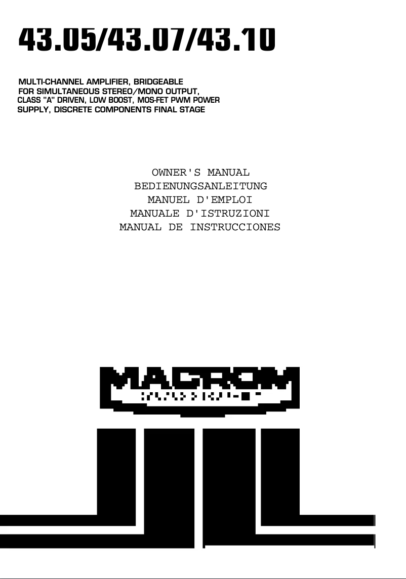 Page n°1 - Manuel utilisateur Macrom 43.07