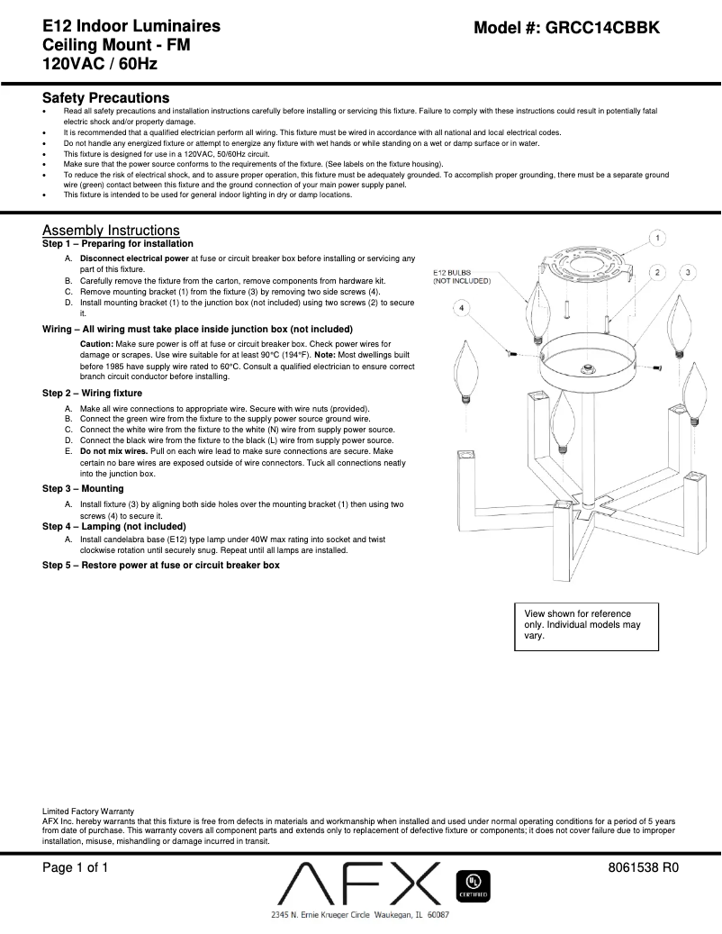 Página 1 del manual Manual de usuario AFX Grace GRCC14CBBK