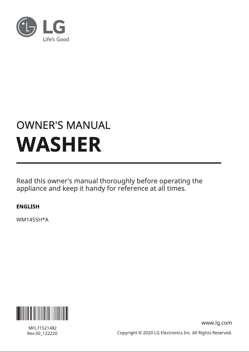 Image de la première page du manuel de l'appareil WM1455HWA