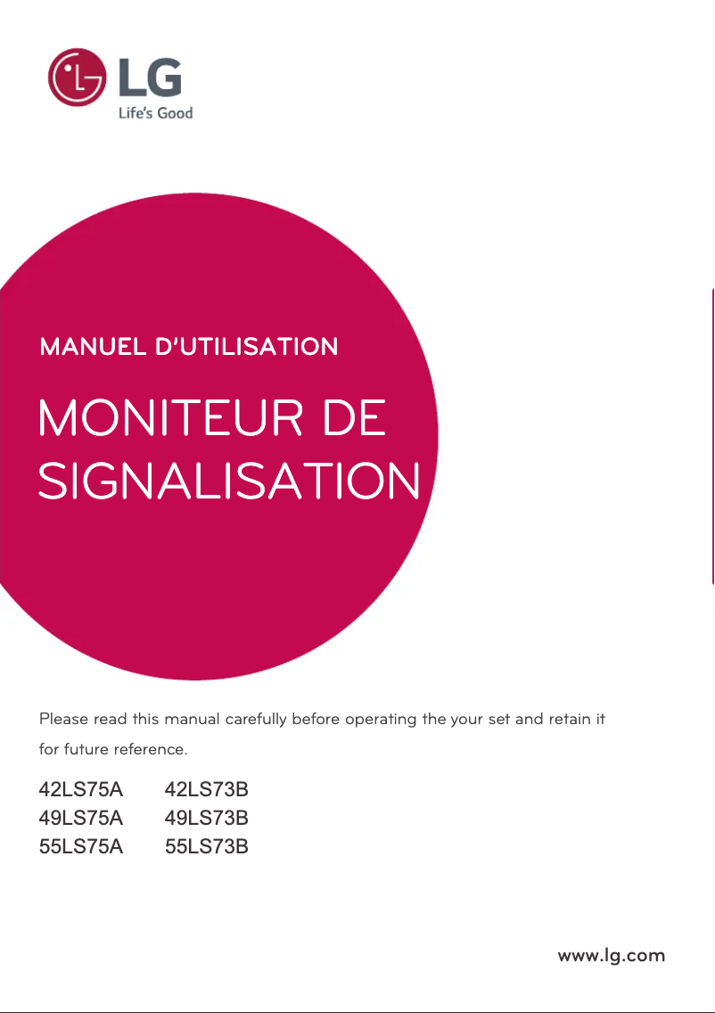 Image de la première page du manuel de l'appareil 49LS73B