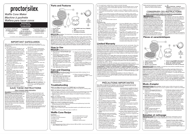 Page n°1 - Manuel utilisateur Proctor Silex 26410