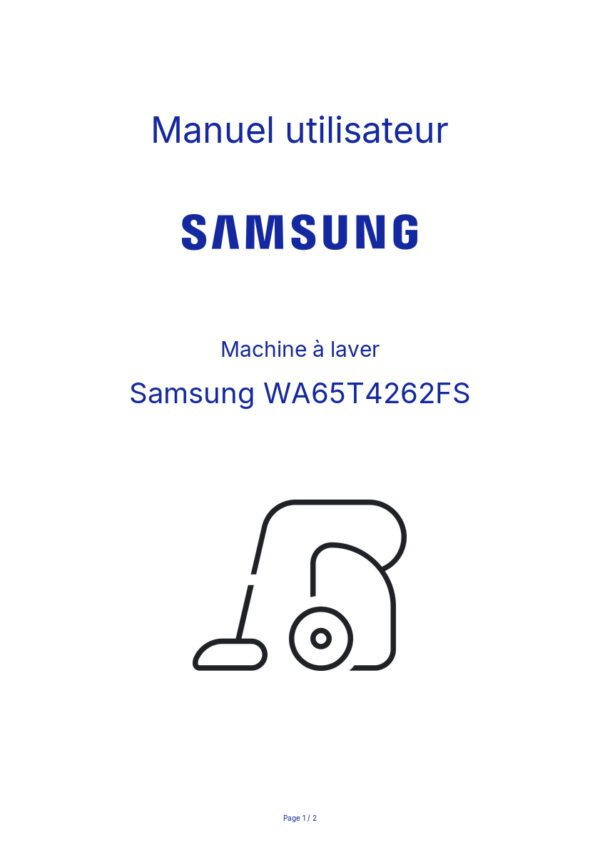 Page n°1 - Manuel utilisateur Samsung WA65T4262FS