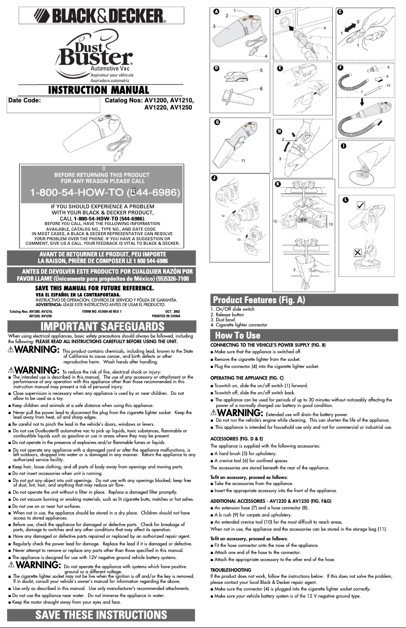 Page n°1 - Manuel utilisateur Black & Decker AV1200