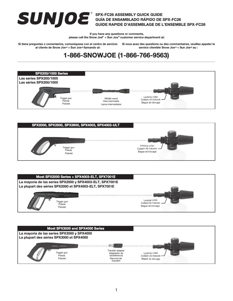 Page 1 de la notice Manuel utilisateur Sun Joe SPX-FC26