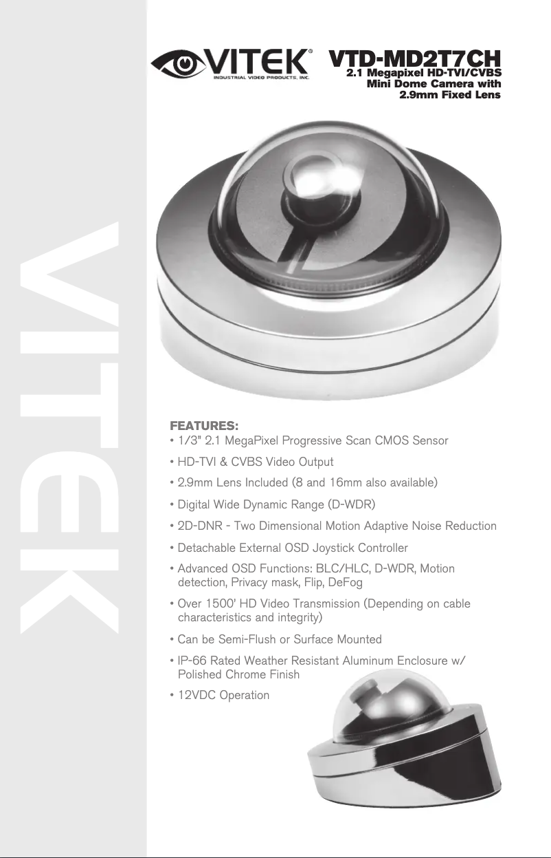 Page n°1 - Manuel utilisateur Vitek VTD-MD2T7CH