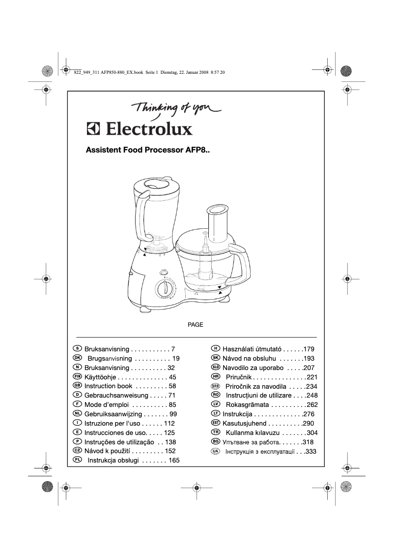 Page n°1 - Manuel utilisateur Electrolux Assistent AFP880