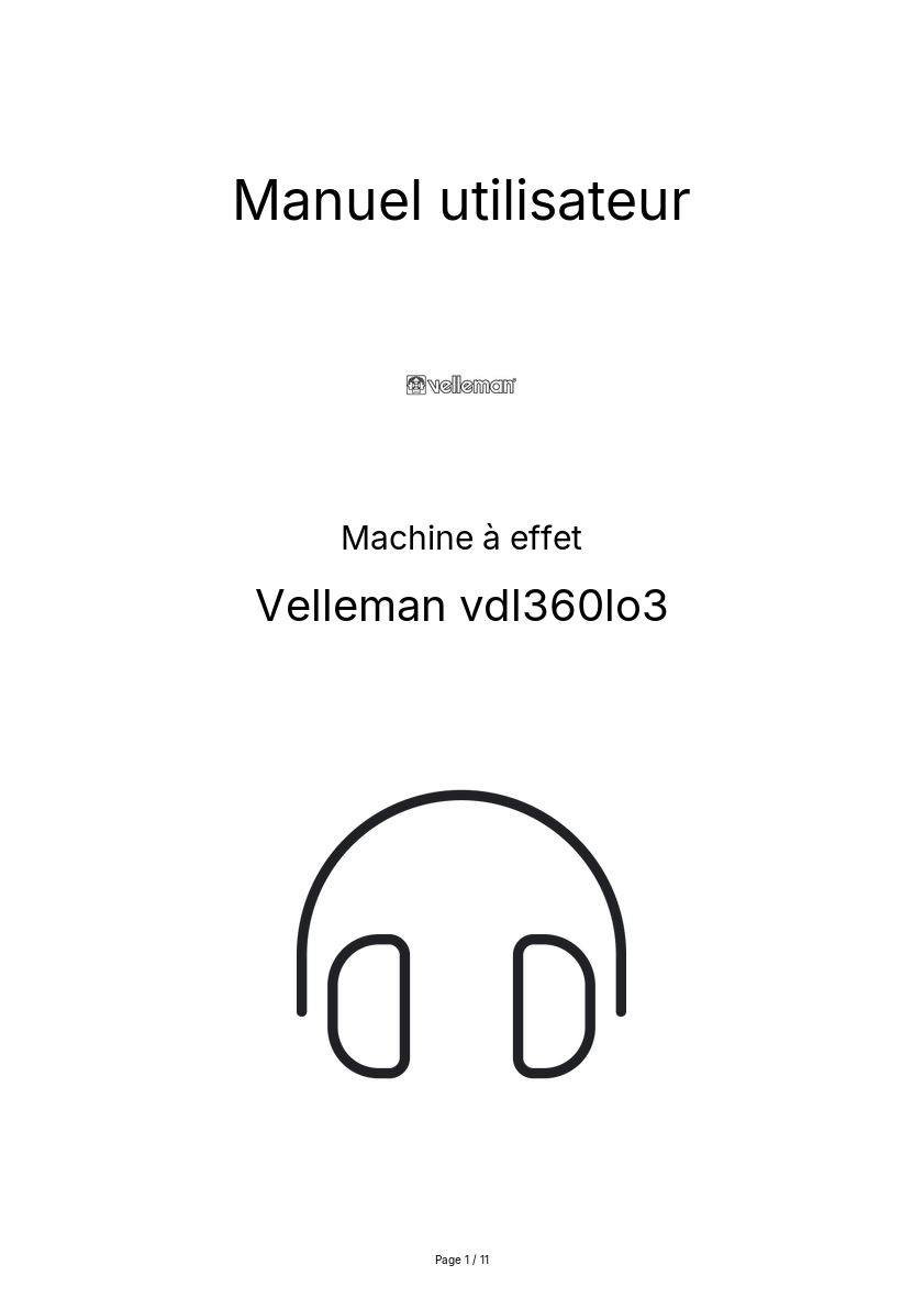 Page n°1 - Manuel utilisateur Velleman vdl360lo3