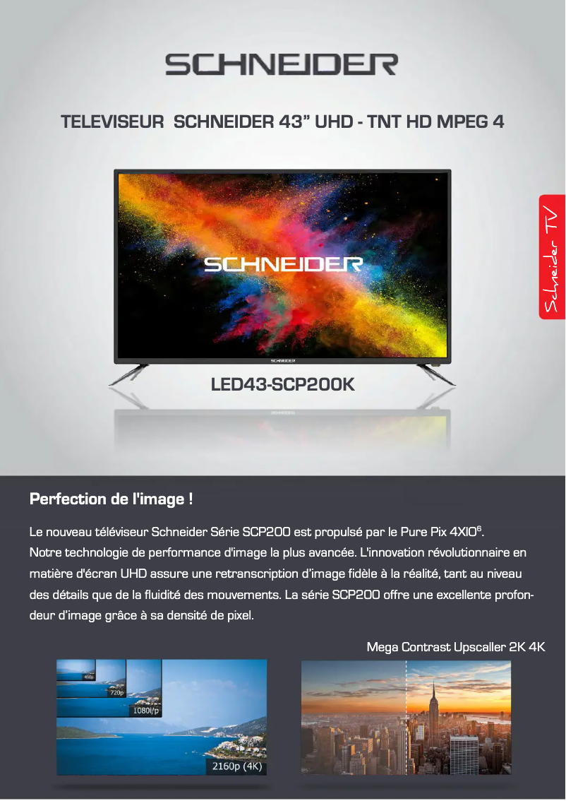 Page 1 de la notice Fiche technique Schneider LED43-SCP200K