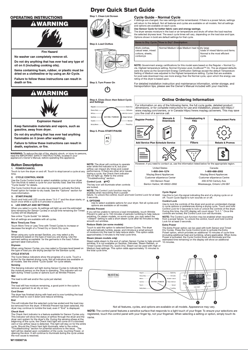 Page 1 de la notice Guide de démarrage rapide Maytag MED6630HC
