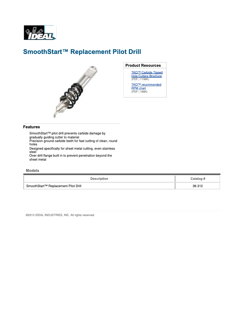 Página 1 del manual Ficha técnica Ideal 36-312