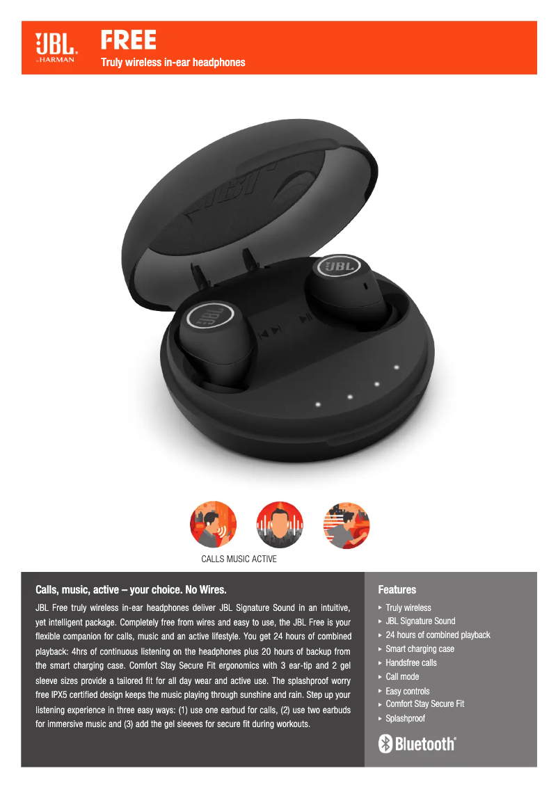 Page 1 of the manual Technical Sheet JBL Free X