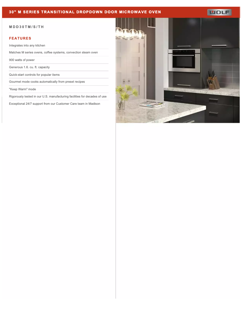 Página 1 del manual Ficha técnica Wolf MDD30TM