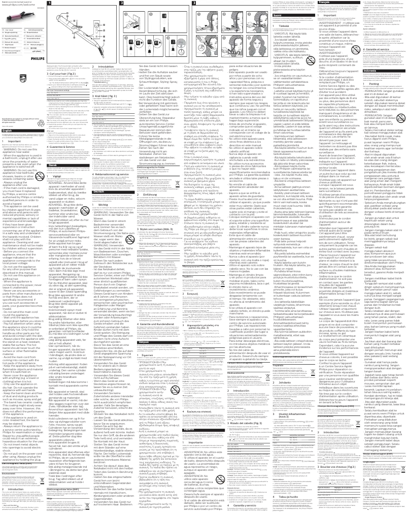 Page 1 de la notice Manuel utilisateur Philips StyleCare BHB869