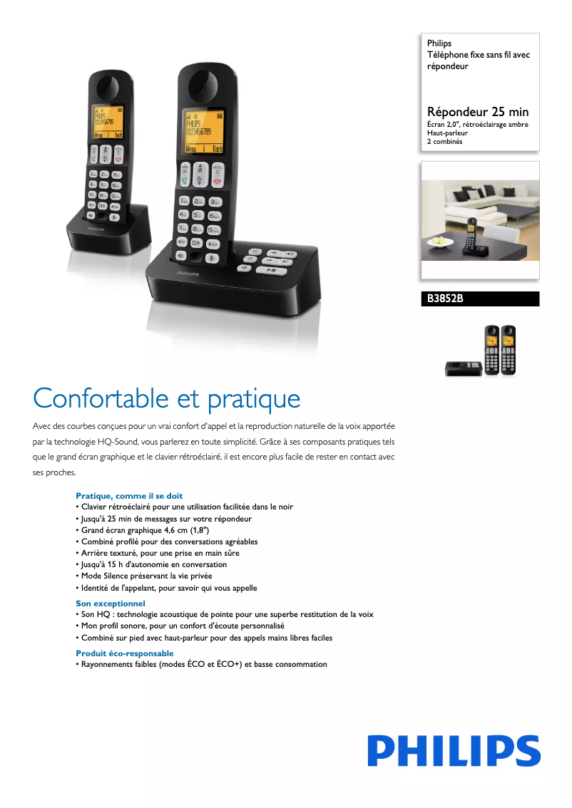 Page 1 of the manual Technical Sheet Philips B385