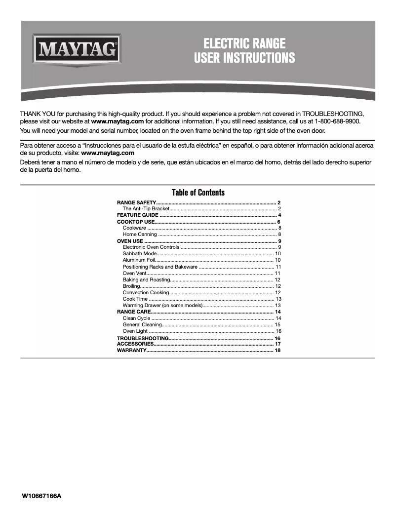 Page n°1 - Manuel utilisateur Maytag MER8800FZ