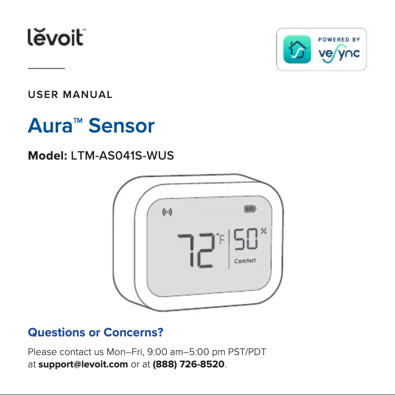 Image de la première page du manuel de l'appareil Aura Sensor LTM-AS041S-WUS
