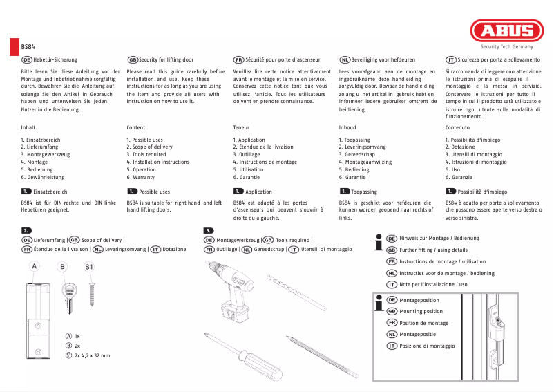 Image de la première page du manuel de l'appareil BS84