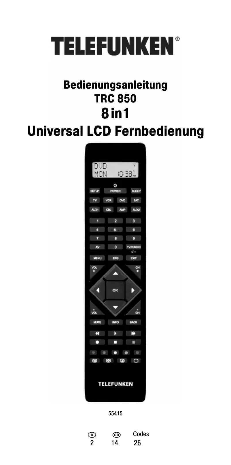 Page n°1 - Manuel utilisateur Telefunken TRC 850