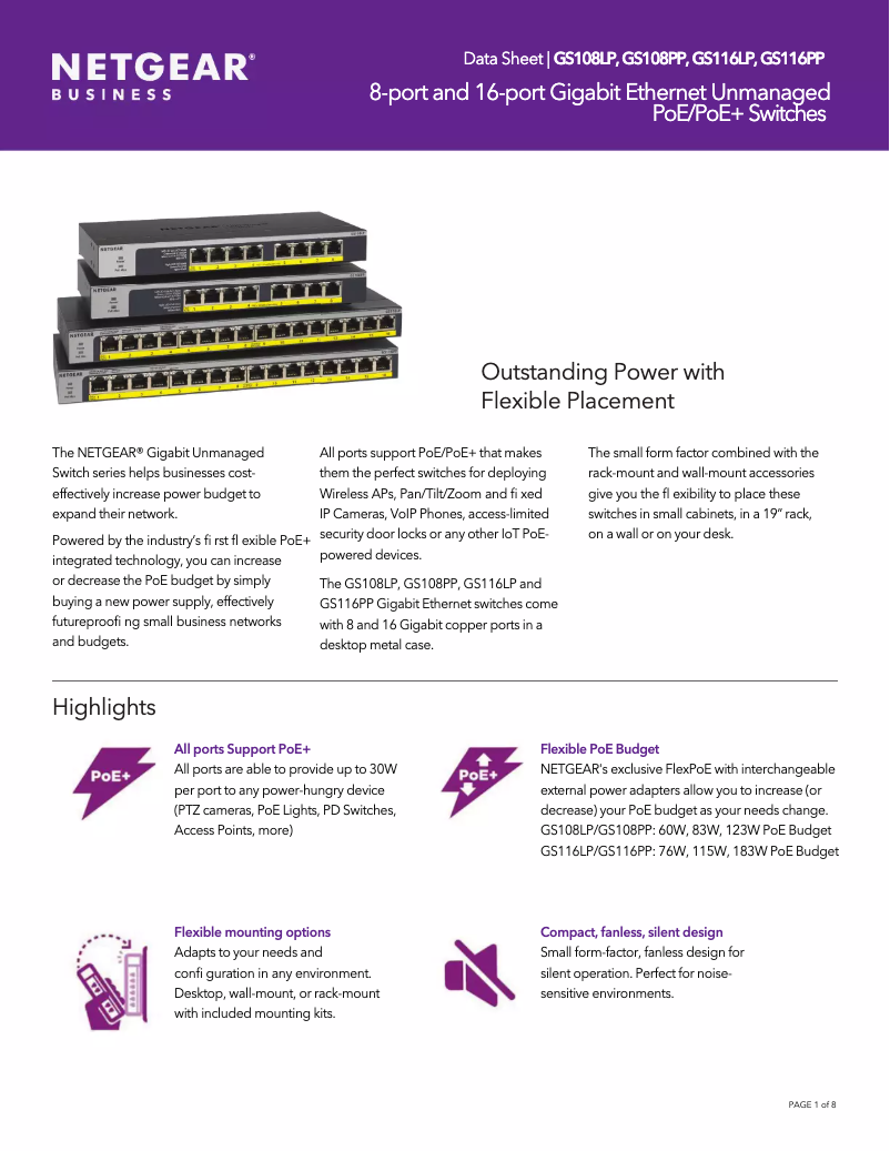 Image de la première page du manuel de l'appareil GS116LP