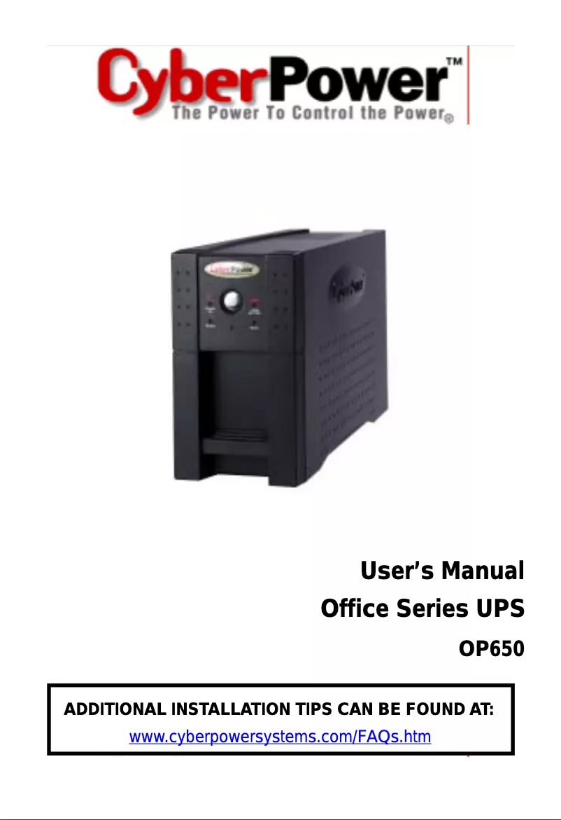 Page n°1 - Manuel utilisateur CyberPower OP650