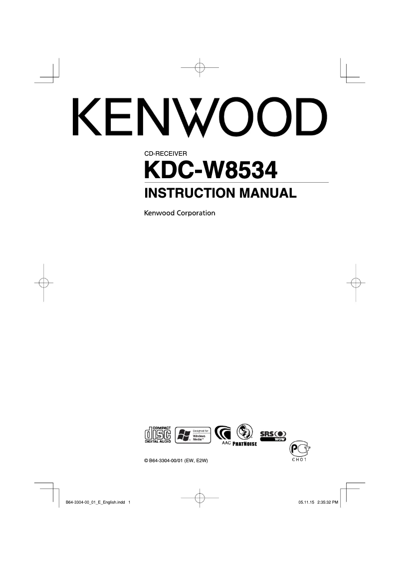 Page n°1 - Manuel utilisateur Kenwood KDC-W8534