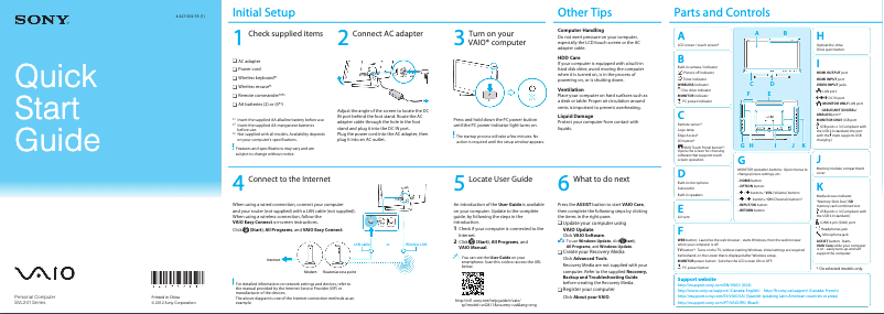 Página 1 del manual Guía de instalación Sony Vaio SVL24114FXB