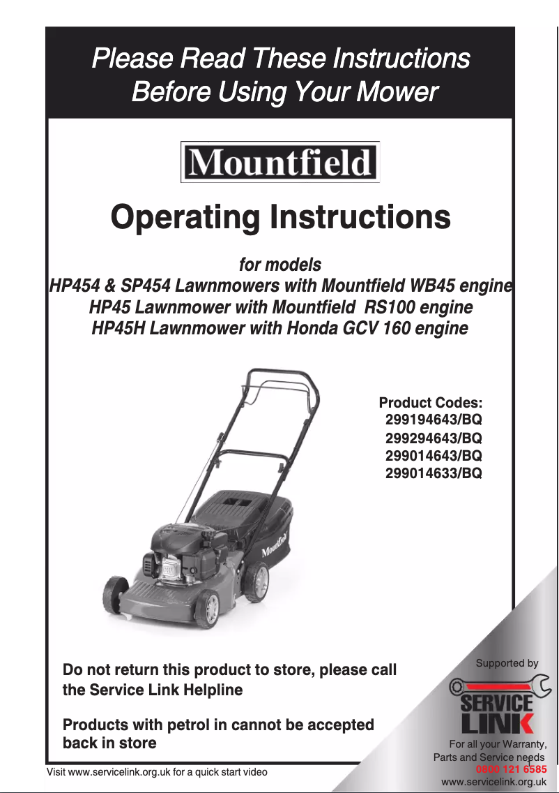 Page 1 de la notice Manuel utilisateur Mountfield HP454