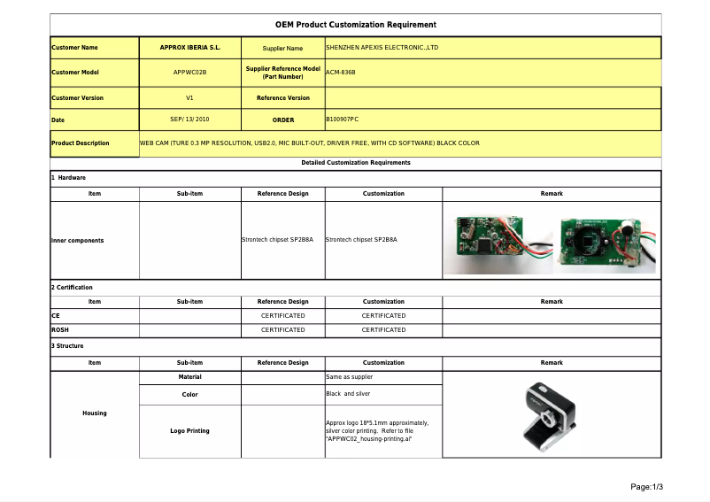 Page 1 de la notice Manuel utilisateur Approx APPWC02W