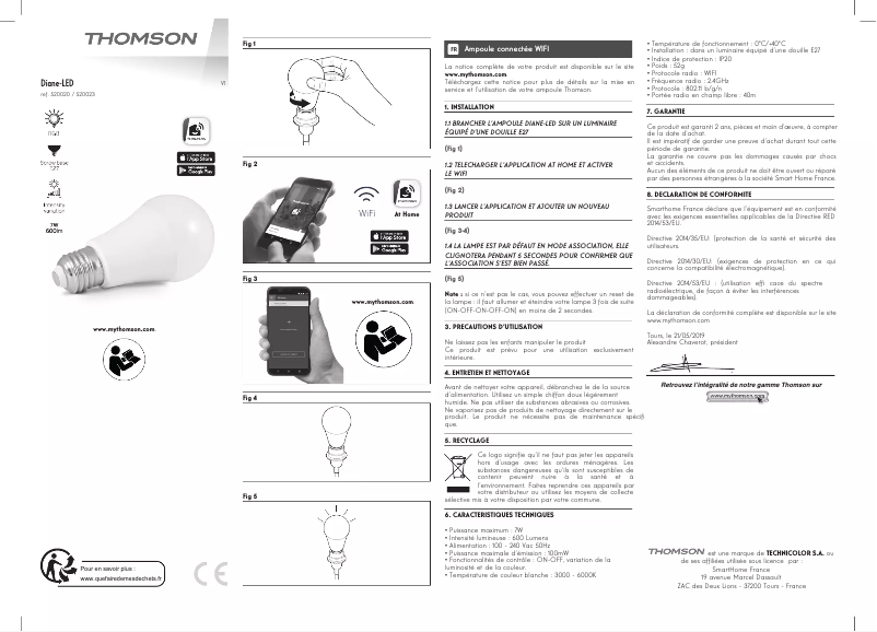 Page n°1 - Guide d'installation Thomson Diane-LED 520023