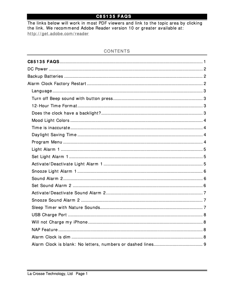 Página 1 del manual Preguntas frecuentes La Crosse Technology C85135