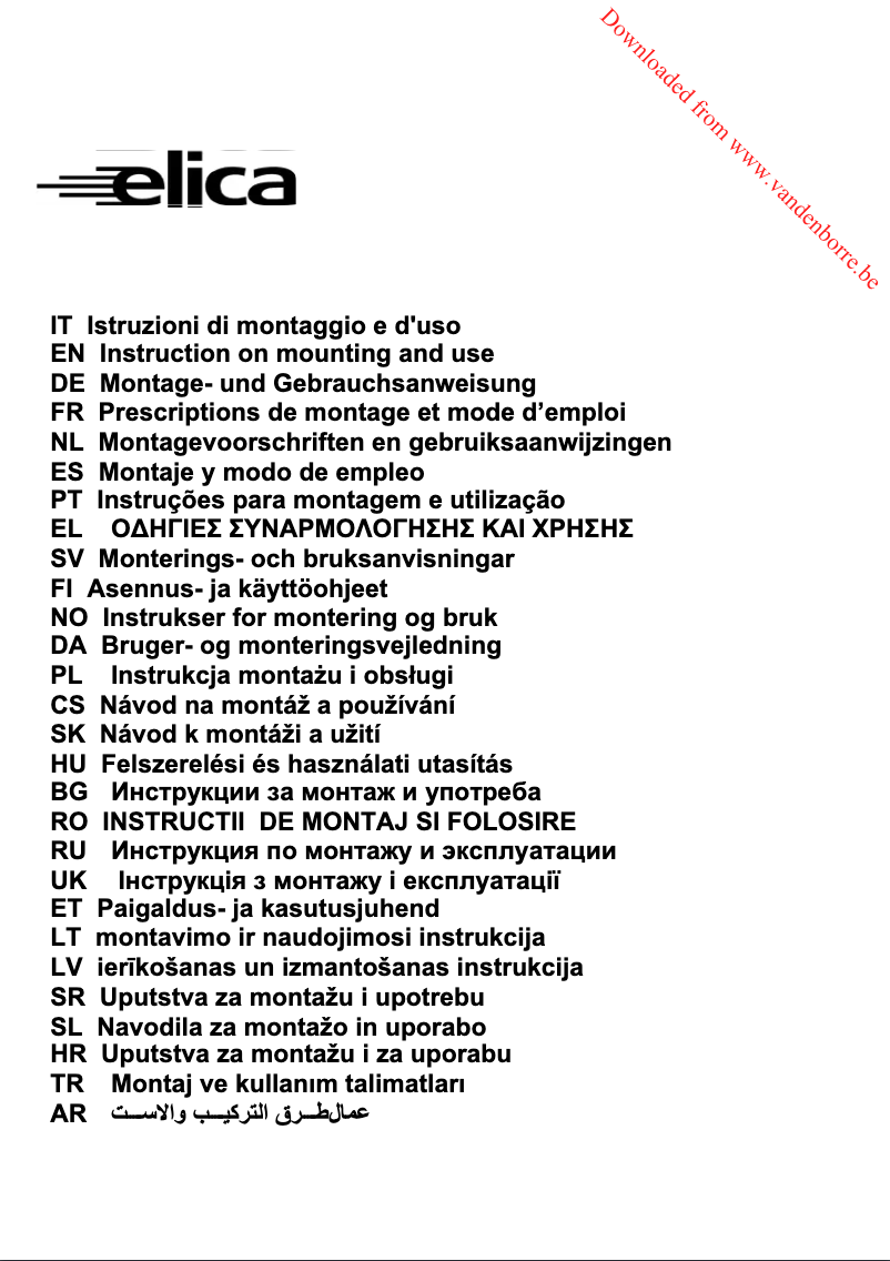 Page 1 de la notice Manuel utilisateur Elica Amelie