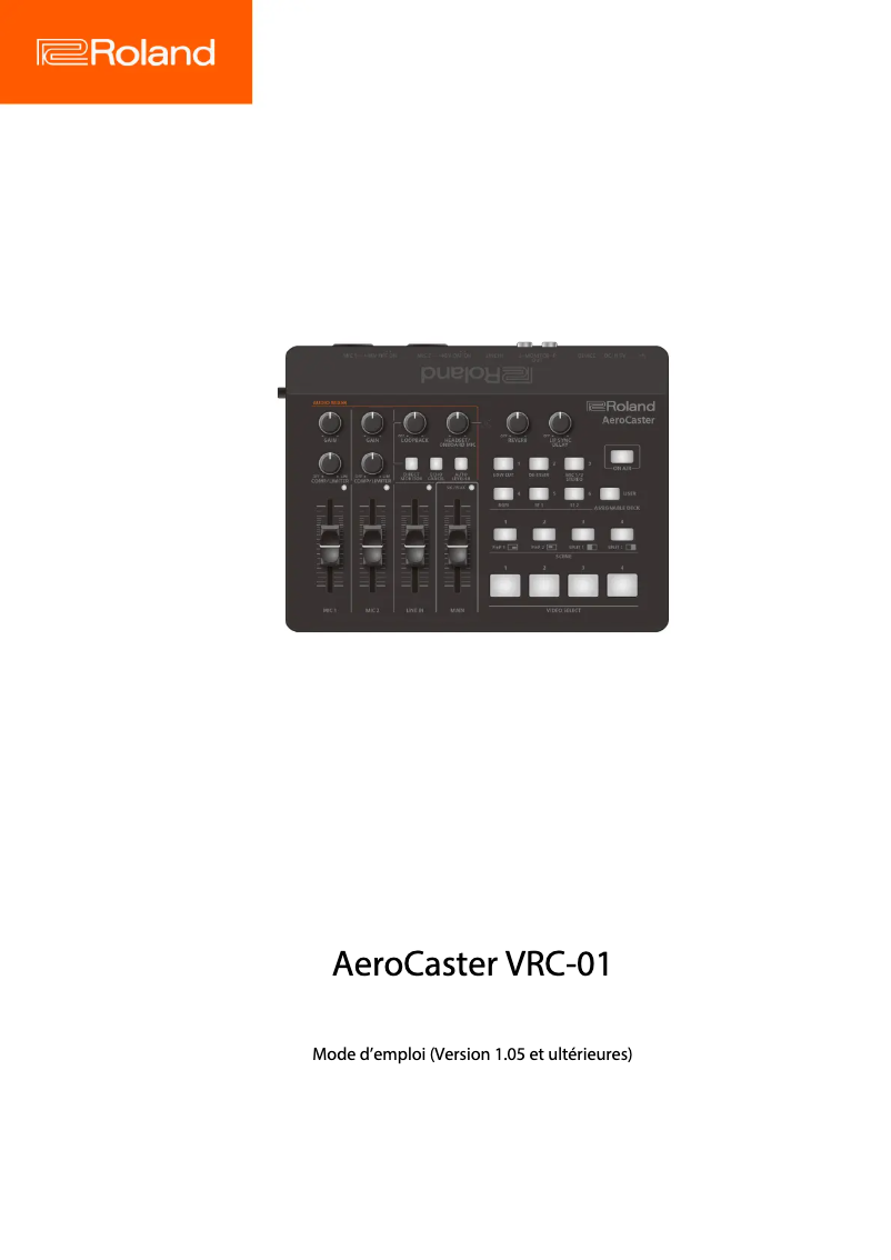Imagen de la primera página del manual del dispositivo AeroCaster VRC-01