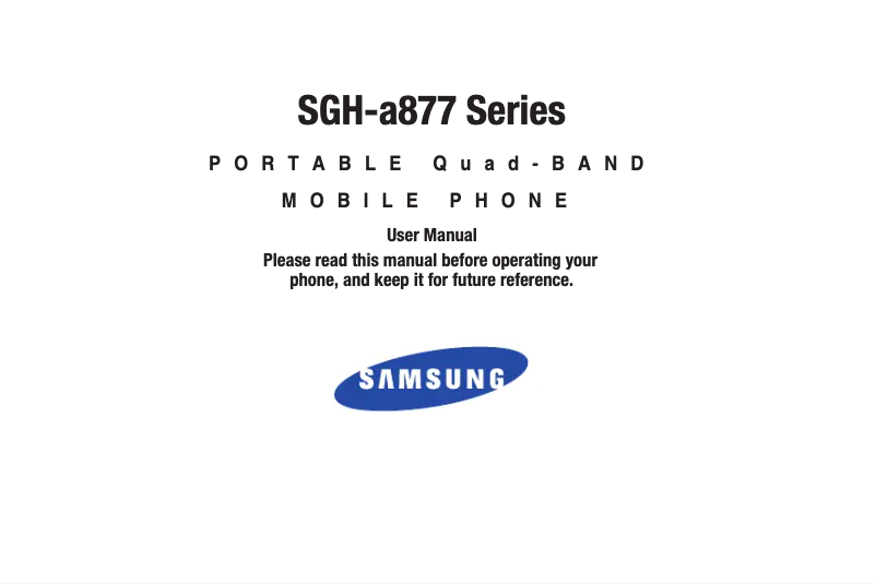 Page 1 de la notice Manuel utilisateur Samsung Impression A877