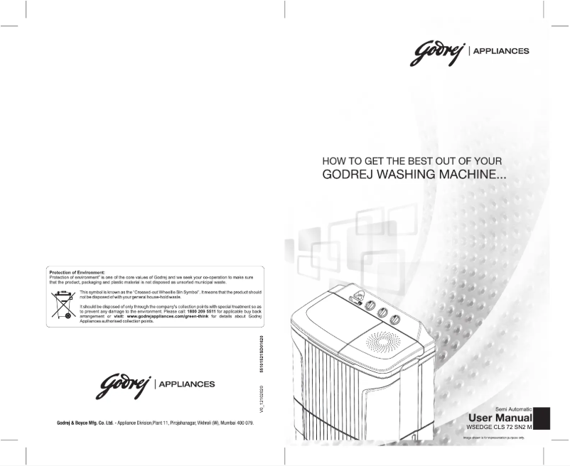 Page n°1 - Manuel utilisateur Godrej WSEDGE CLS 72 SN2 M